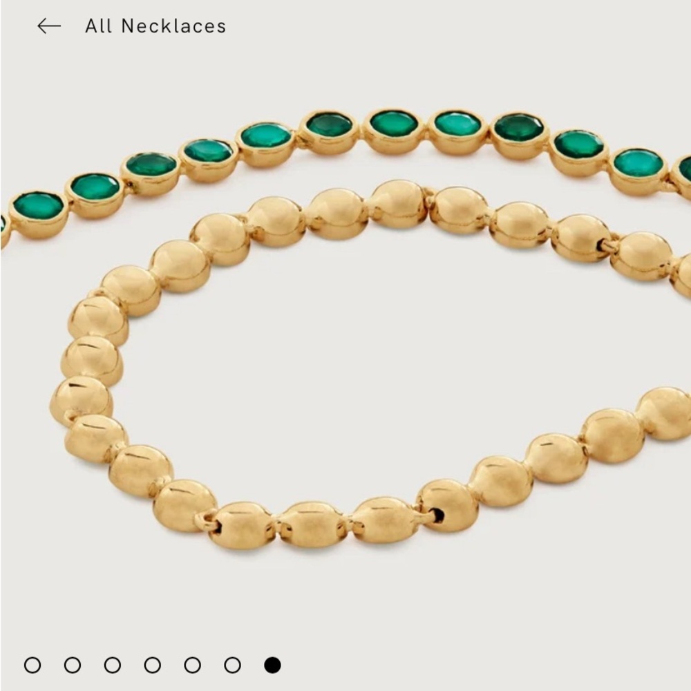 ‼️SOLD!!‼️Monica Vinader x Kate Young Green Onyx Tennis Necklace 18K Vermeil - Picture 7 of 13